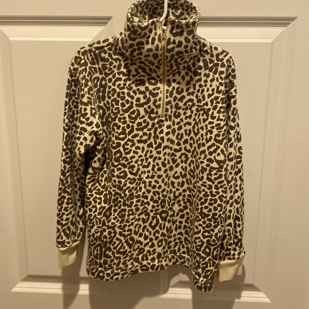 Crewcuts Leopard Print 1/4 Zip Girls Small